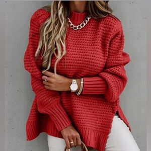 Elegant Red Turtleneck Sweater
